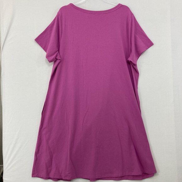 Isaac Mizrahi size 2X Pink Crew Neck Short Sleeve Stretch Casual Comfy Dress - Picture 9 of 10